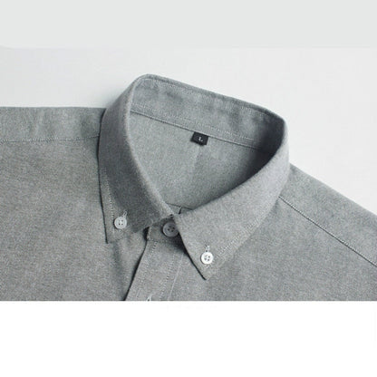 Spring Men's Slim Solid Shirts Oxford Long Sleeve Full Button Casual Thin Shirts Turn Down Collar Comfy Clothing Oversized 5XL