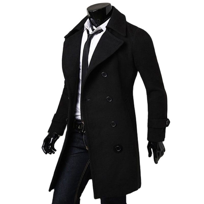 Fashion Brand Autumn Jacket Long Trench Coat Men High Quality Slim Fit Solid Color Men Coat Double-Breasted Jacket M-4Xl