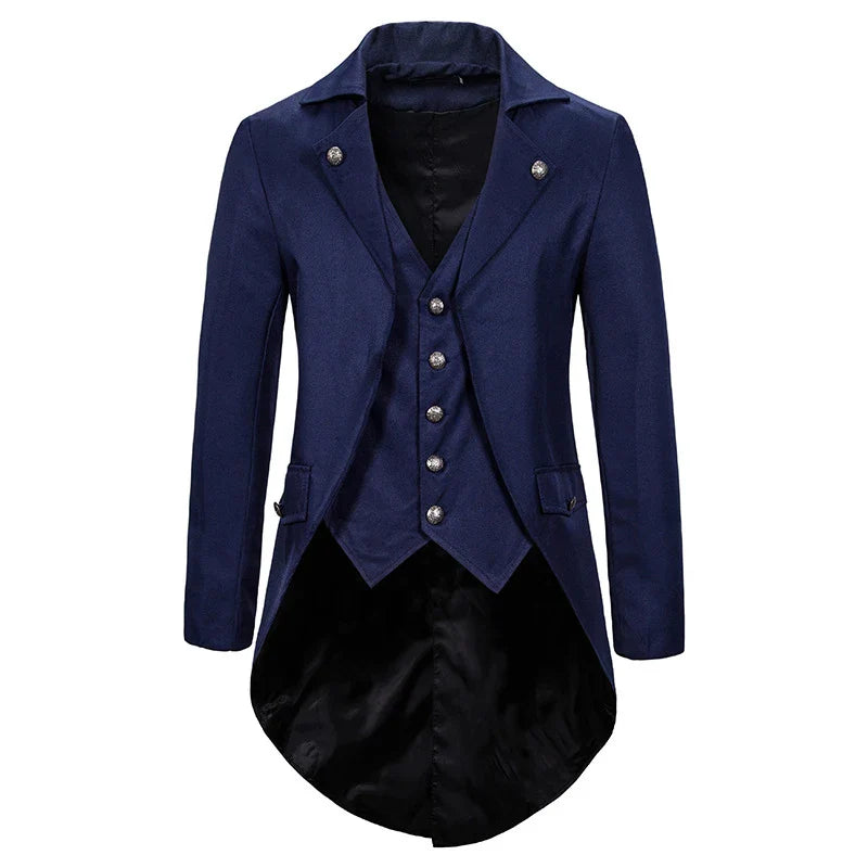 Gothic Victorian Tailcoat Jacket Men Steampunk Medieval Cosplay Costume Male Pirate Renaissance Formal Tuxedo Coats 2XL