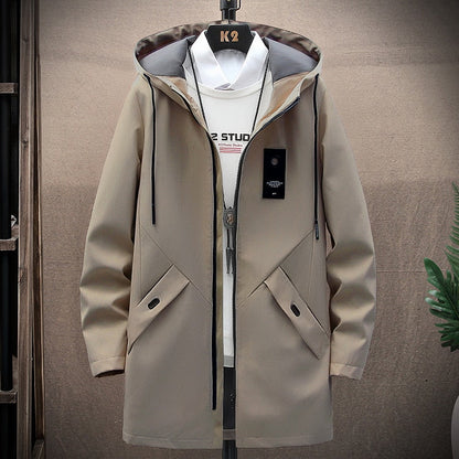 Mens Casual Long Jackets And Coats Hooded Streetwear Hip Hop Windbreaker Outwear