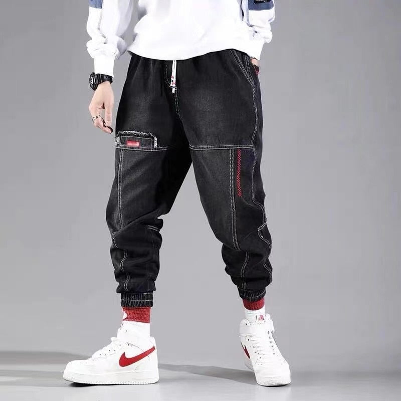 Streetwear Hip Hop Cargo Pants Men's jeans Cargo Pants Elastic Harun pants Joggers Pants In Autumn and Spring Men Cloth