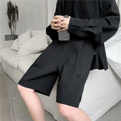 Summer Casual Shorts Men Fashion Solid Color Business Dress Shorts Men Streetwear Wild Loose British Style Suit Shorts Men