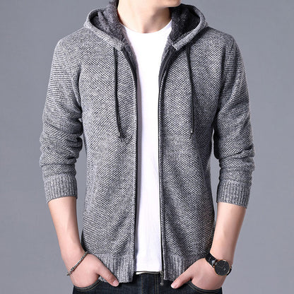 Autumn Winter Jacket Men Warm Cashmere Casual Wool Zipper Slim Fit Fleece Jacket Men Coat Dress Knitwear Male Coats