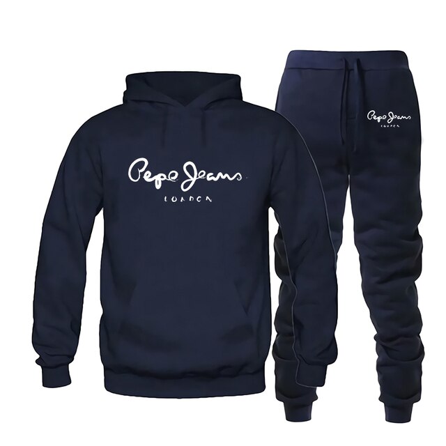 mens fashion Style Men's Fall and Winter Pepe Logo Men's Hooded Tracksuits Man Pullover + Trousers Sets Clothing Male Sport Hoodies Suit S-4XL