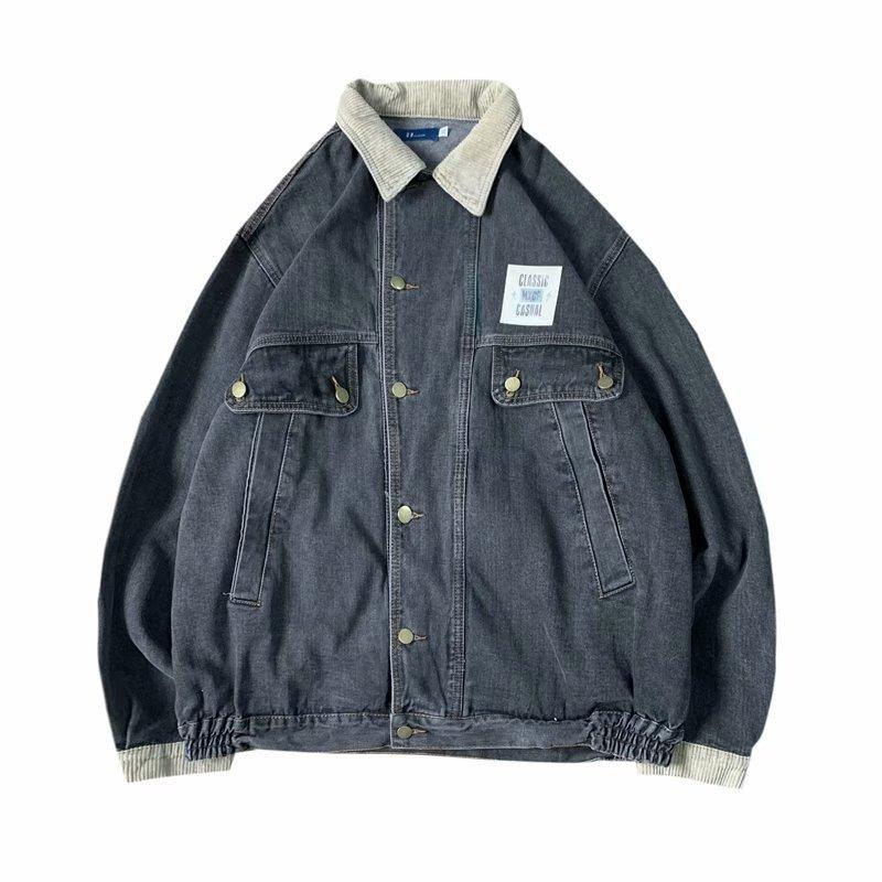 saferido 90s fashion men American Retro Denim Coat for Boys Spring and Autumn New Loose All-Match Fashion Handsome Casual Workwear Jacket