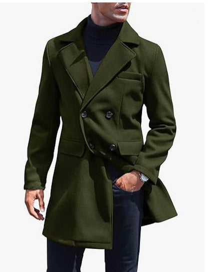 saferido      -shop men’s fashion European Version New plus Size Woolen Overcoat Men's Casual Jacket Mid-Length Double Breasted