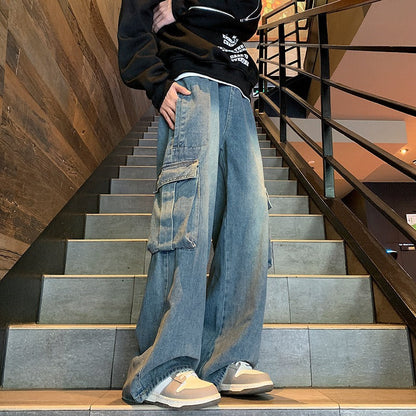 saferido 90s fashion men Spring 2024 New Japanese Fashionable Pants Men's Casual Pants American High Street Versatile Straight Wide Leg Loose Pants