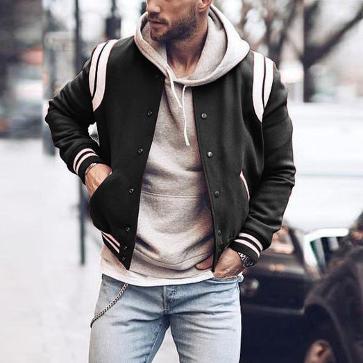 saferido      -shop bomber jacket Winter New Preppy Style Jacket Men's Casual Short Baseball Uniform Men's Jacket 03