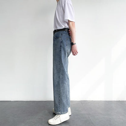 saferido      -shop mens outfit inspiration Drop Jeans Men's Retro Distressed Hong Kong Style Loose Straight Pants All-Match Draping