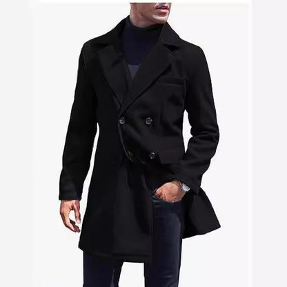 saferido      -shop men’s fashion European Version New plus Size Woolen Overcoat Men's Casual Jacket Mid-Length Double Breasted