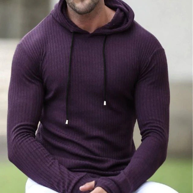 saferido      -shop mens clothing styles Men's Muscle Fitness Spring and Autumn Slim Training Clothes Knitted Long-Sleeved Hoodie Pullover Jacket