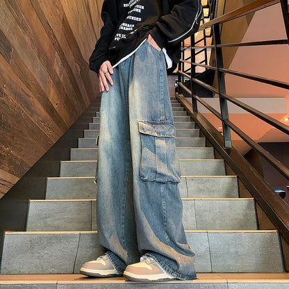 saferido 90s fashion men Spring 2024 New Japanese Fashionable Pants Men's Casual Pants American High Street Versatile Straight Wide Leg Loose Pants