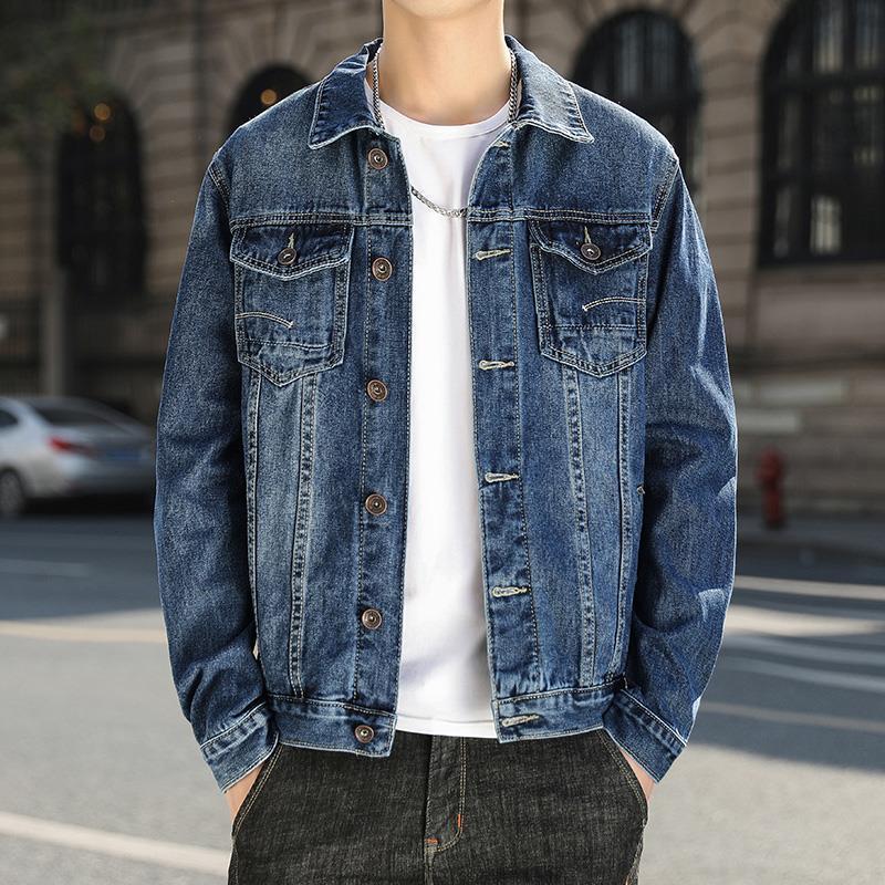 saferido      -shop men’s fashion Denim Coat Men's New Korean Style Trendy Ruan Shuai Flying Jacket Men's Autumn plus Size Fat Men's Top