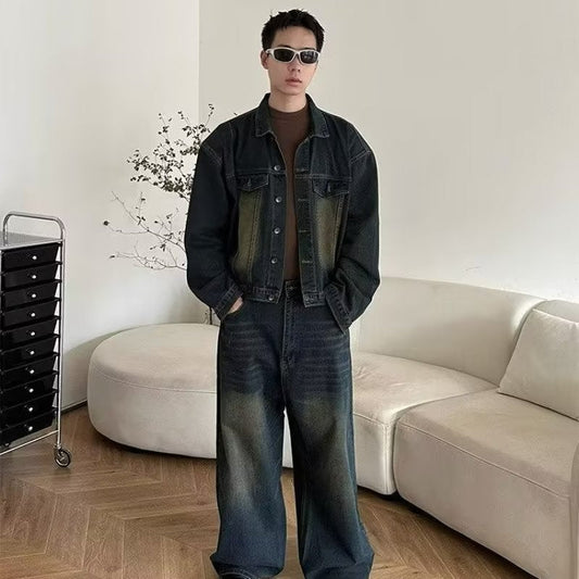 saferido      -shop starboy outfit Trousers Simple All-Match Fashionable Elegant Fashionable Japanese Autumn Other Suit Trendy Long Sleeve Artistic Men's New Fashion