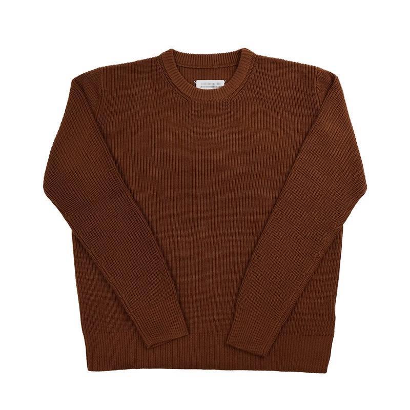 saferido      -shop mens fall fashion Wool Sweater Autumn and Winter Thickened round Neck Pullover Loose Fashion Short Sleeve Trendy Apricot Brown Two-Color Men and Women