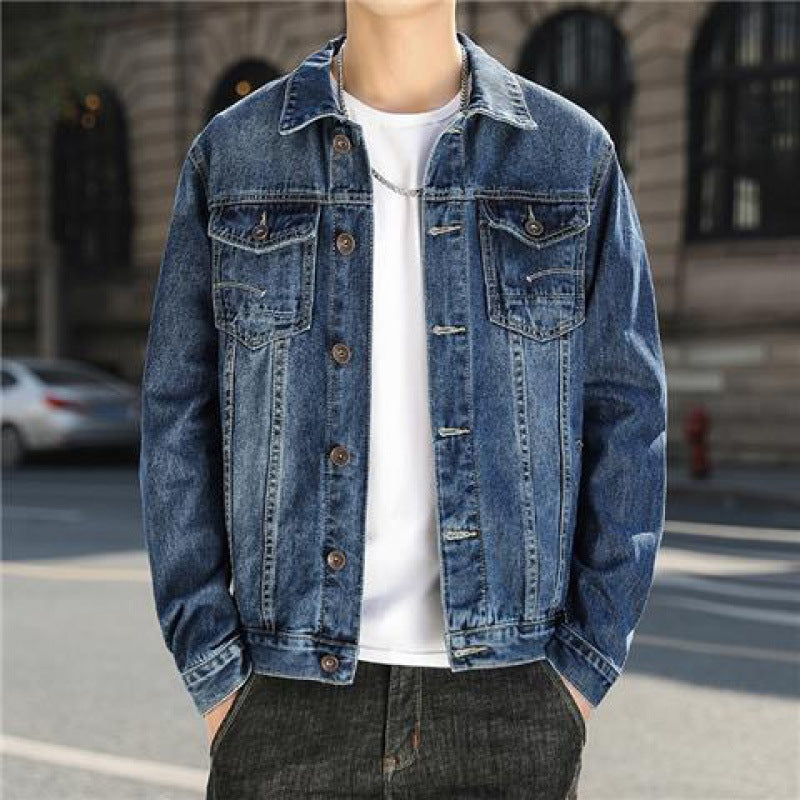 saferido      -shop men’s fashion Denim Coat Men's New Korean Style Trendy Ruan Shuai Flying Jacket Men's Autumn plus Size Fat Men's Top