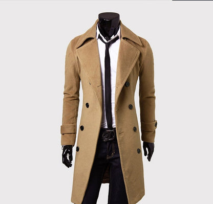 saferido      -shop mens winter fashion New Men's Double-Breasted Woolen Trench Coat Mid-Length Slim Casual Woolen Coat [M-4XL]]