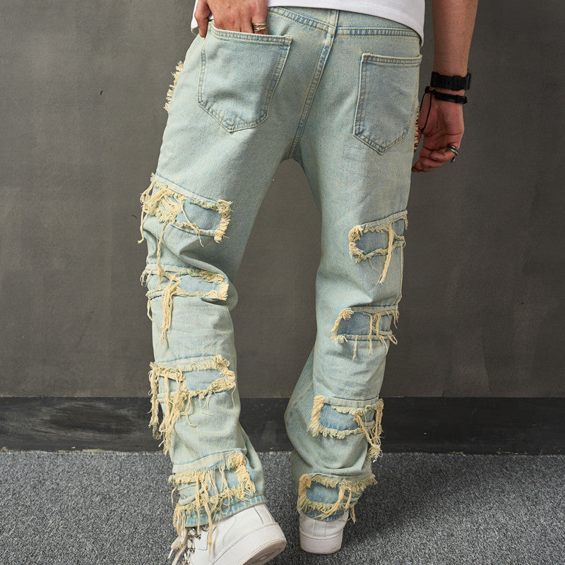 saferido 90s fashion men American Style Retro Wide Leg Jeans Men's American Style Trendy Loose Trousers High Street Wide Leg Pants