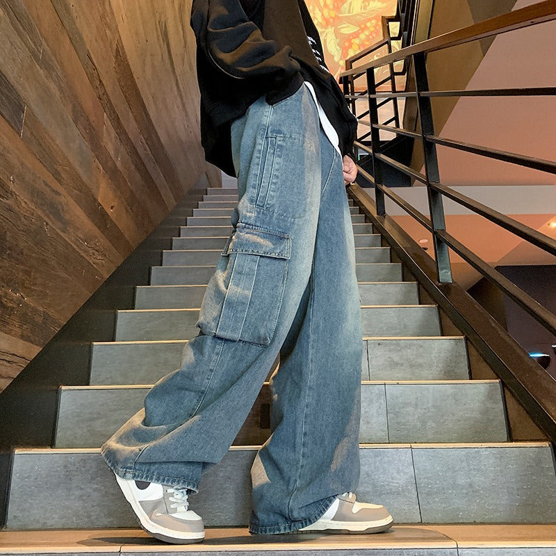 saferido 90s fashion men Spring 2024 New Japanese Fashionable Pants Men's Casual Pants American High Street Versatile Straight Wide Leg Loose Pants