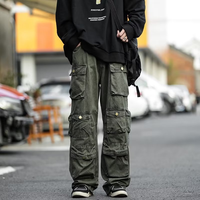 saferido 2000s fashion American Style Charging Pants Men's Spring and Autumn New High Street Vintage Functional Wind Tooling Casual Trousers