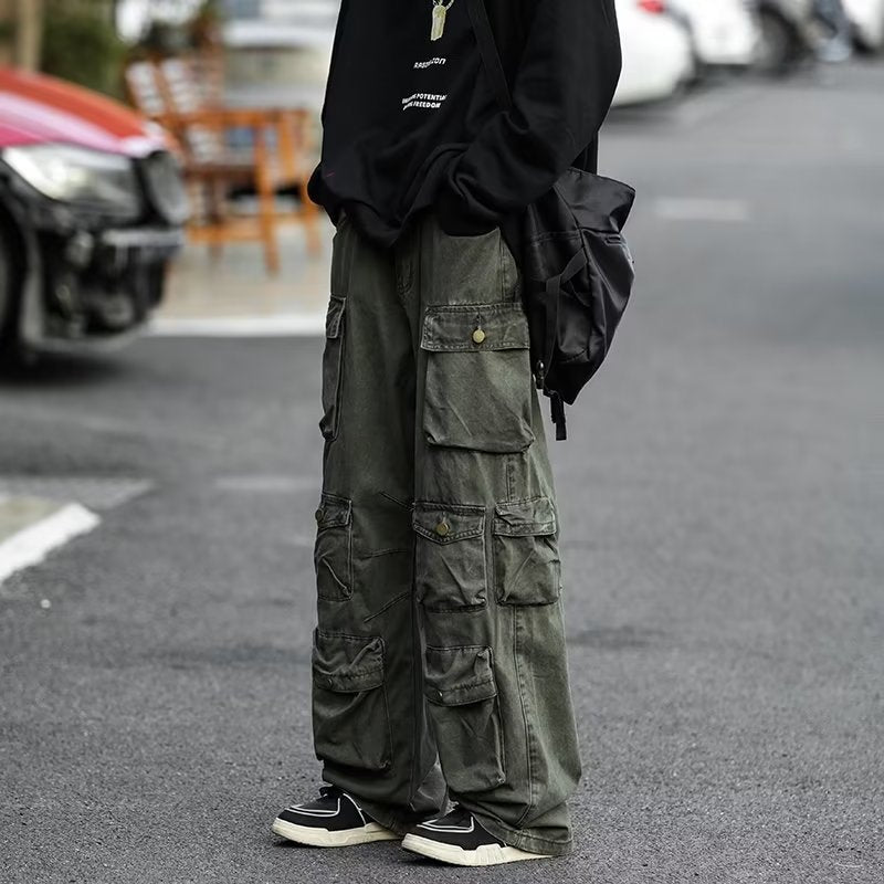 saferido 2000s fashion American Style Charging Pants Men's Spring and Autumn New High Street Vintage Functional Wind Tooling Casual Trousers