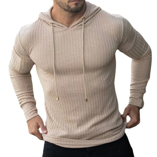 saferido      -shop mens clothing styles Men's Muscle Fitness Spring and Autumn Slim Training Clothes Knitted Long-Sleeved Hoodie Pullover Jacket