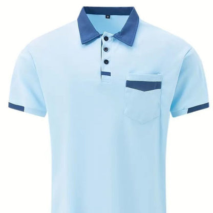 summer  men's color matching pocket POLO shirt sports polo shirt