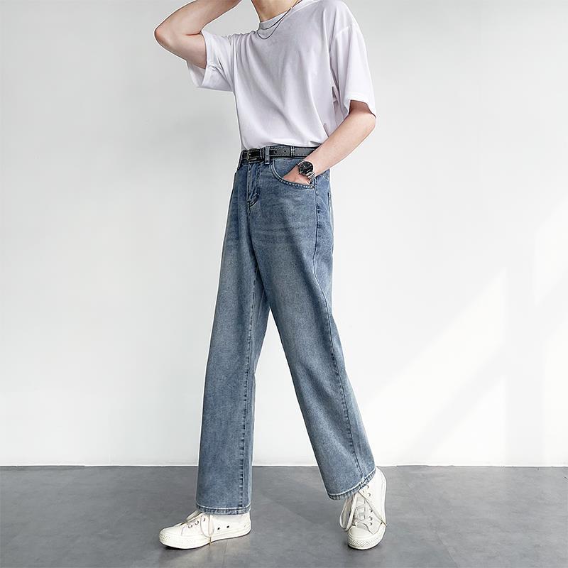 saferido      -shop mens outfit inspiration Drop Jeans Men's Retro Distressed Hong Kong Style Loose Straight Pants All-Match Draping