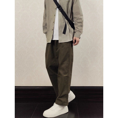 saferido 90s fashion men 2024 Spring and Summer New Drawstring Elastic Waist Loose Army Green Casual Straight Trousers Overalls Men