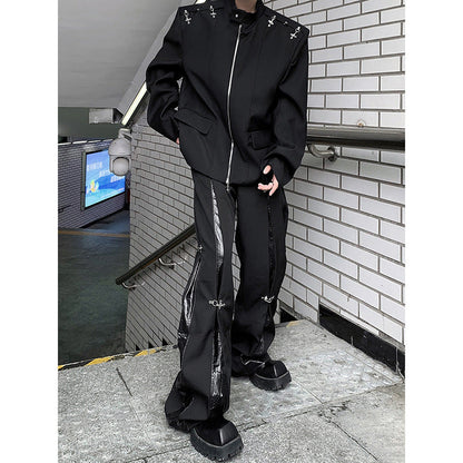 saferido guy costumes New Style Metal Stitching Deconstruction Suit Pants Draping High-End Hip Hop Pants Men's High Street American Casual Straight Pants Men