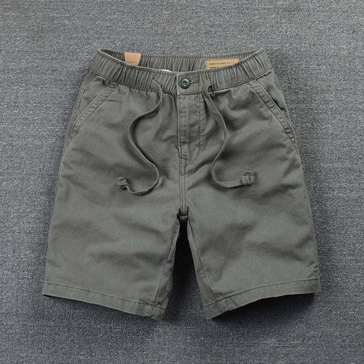 Shorts Mens Casual Cotton Shorts Work Trousers Knee Length Elastic Waist Men Chino Shorts