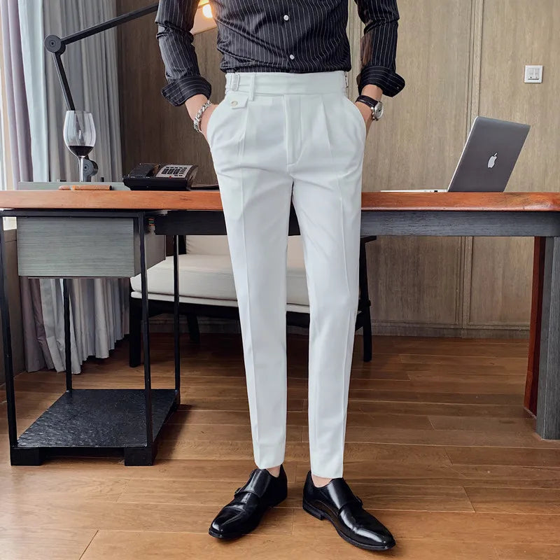 saferido  Brand Clothing Fashion Spring High Quality Slim Fit Business Suit Pants/Male White Black Leisure Dress Trousers 29-36