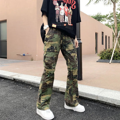 Y2K Streetwear Camouflage Baggy Tracksuit Cargo Pants Men Clothing Sweatpants Male Joggers Casual Long Trousers Moda Hombre