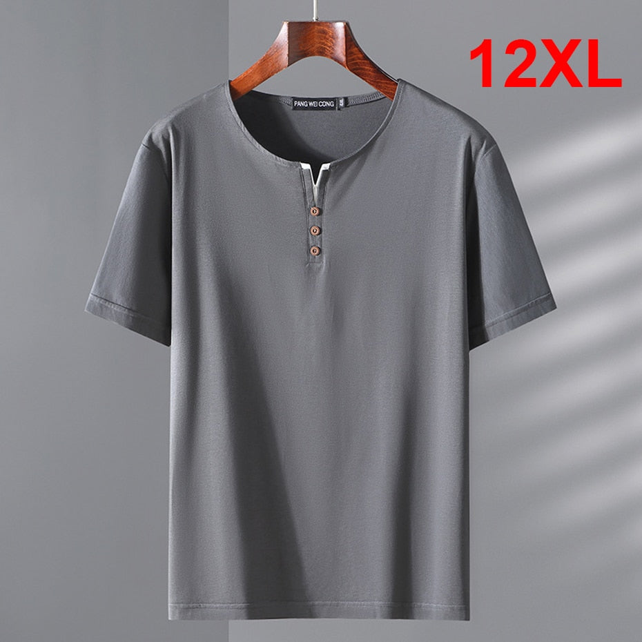 12XL 10XL Plus Size T-shirt Men Summer Short Sleeve T Shirt Big Size Tops Tees Male Casual Solid Color Tshirt 12XL