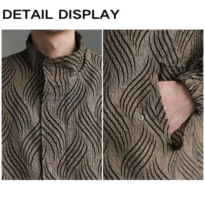 Maillard Design Textured Jackets Man Korean Loose Stand-up Collar Zipper 2023 Autumn Men Jacket Loose Casual Jacket Coats Men