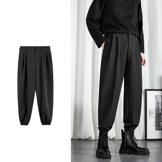 saferido Black Men's Trousers Korean Fashion Baggy High Waist Straight Suit Pants Spring Autumn Casual Oversized Male Bottoms Y2k Clothes