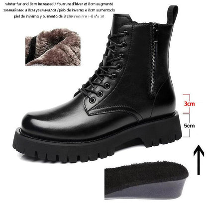 Zipper Man Platform Boot Height Increasing High Men Leather Heel Shoe Male Elevator Boots Autumn Spring