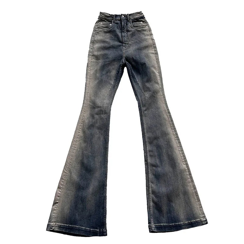 Niche Men Jeans Wash Gradient Floor Mop Casual Trend Vintage New Korean Fashion Flared Pants  High Street