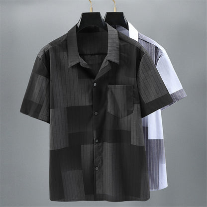 Summer Striped Shirt Men Plus Size 10XL 11XL Shirts Hip Hop Streetwear Short Sleeve Shirts Summer Blouse Big Size 10XL