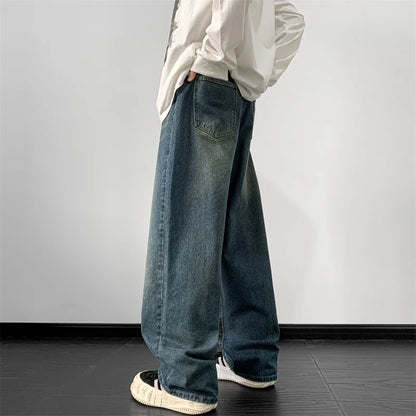 Jeans men Spring Wide Leg Jeans Male Loose Straight Denim Pants Harajuku Vintage Blue Jean Trouser Streetwear Clothes