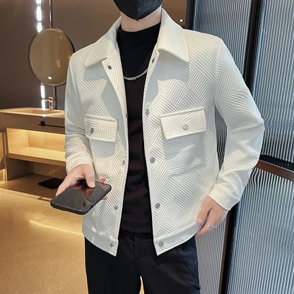 saferido Men Spring High Quality Casual Jackets/Male Slim Fit Fashion Solid Color Lapel Coats Men Walf Checks Jacket Loose Outerwear