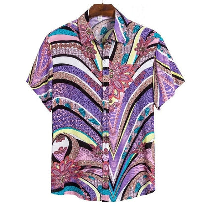 Summer Men For Shirt Holiday Fashion Beach Dot Print Short Sleeve Tops Aloha Clothing Streetwear Mens Hawaiian Shirts 5XL