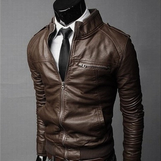 Brand New Men's  Motorcycle Leather Jacket Slim Men Leather Jacket Outer Wear Clothing For Male Garment Man Jackets