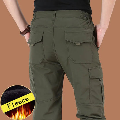 Men Winter Thick Warm Cargo Pants Casual Fleece Linner Outdoor Waterproof Long Trousers Baggy Joggers Worker Cargo Pants 4XL Men