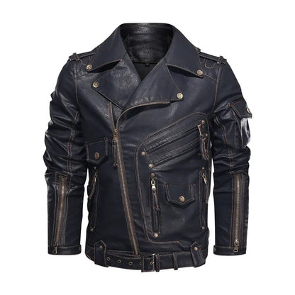 Winter Winter Mens Leather Jacket Men Fashion Motorcycle PU Leather Jacket Cool Zipper Pockets Leather Coats Clothing