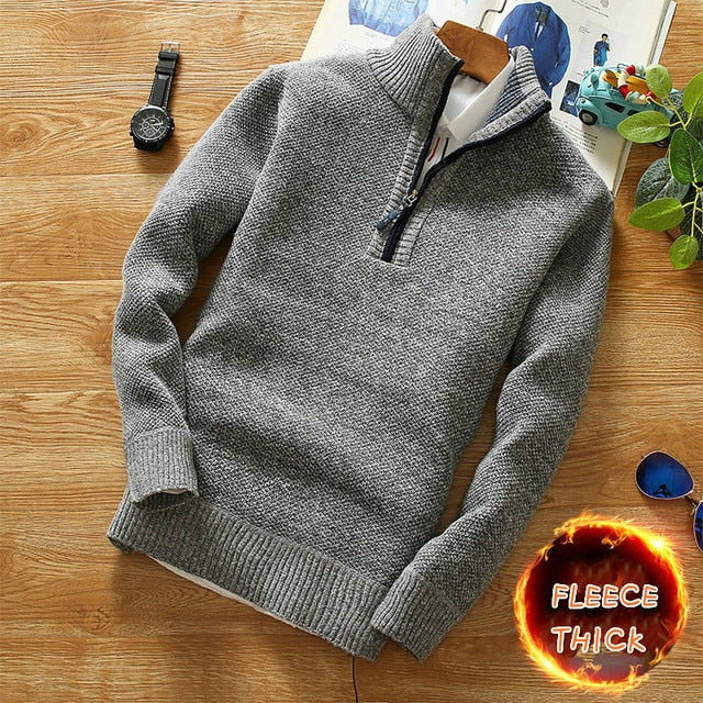 Autumn Winter Warm Cardigan Men Fleece Sweaters Jackets Mens Slim Fit Knitted Sweatercoat Thick Cardigan Sweater Coat Men