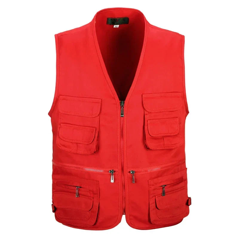 Men Cotton Multi Pocket Vest Summer New Male Casual Thin Sleeveless Jacket With Many Pockets Mens Photographer Baggy Waistcoat