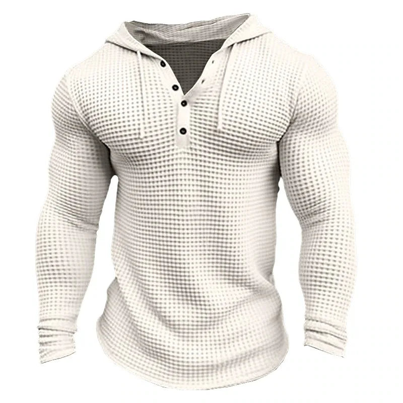 Spring Autumn Hooded T Shirt Men Long Sleeve Solid Color Slim Fit Sports Tops Fashion Breathable Casual Tees Mens V Neck Tshirt