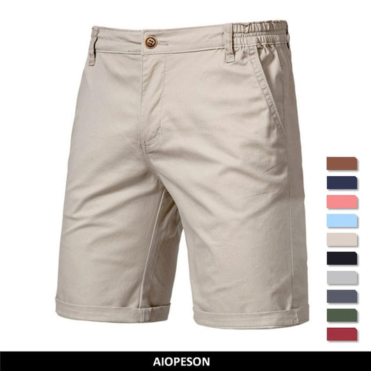 Summer 100% Cotton Solid Shorts Men High Quality Casual Business Social Elastic Waist Men Shorts 10 Colors Beach Shorts