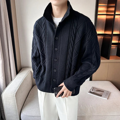 saferido Winter Sweater Cardigan Men Warm Fashion Retro Knit Sweater Jacket Men Korean Loose Cardigan Sweater Mens Jumper Clothes M-3XL